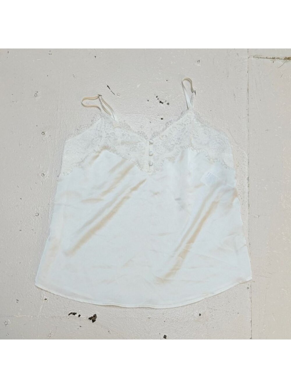Abercrombie Fitch Y2K Lace Ivory Cream Cami Slip Women's Small Silky Tank Whimsy